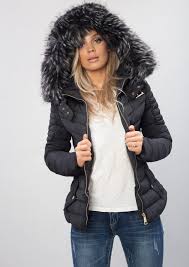 Loving This Quilted Faux Fur Hooded Padded Puffer Coat Black On Https Www Lilylulufashion Com Fur Hood Jacket Fur Hood Coat Faux Fur Hooded Coat