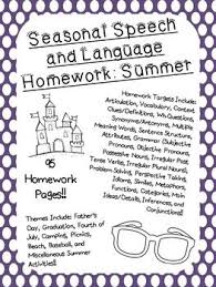 Seasonal Speech And Language Homework Summer In 2020 Speech And Language Speech Language Therapy Multiple Meaning Words