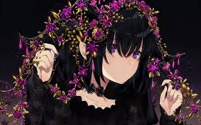 Customize and personalise your desktop, mobile phone and tablet with these free wallpapers! Anime Girl Black Hair Choker Purple Eyes 1280x800 Wallpaper Teahub Io