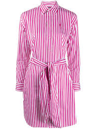 Polo Ralph Lauren Belted Striped Shirt Dress In Pink Modesens In 2020 Striped Shirt Dress Ralph Lauren Outfits Pink Striped Shirt