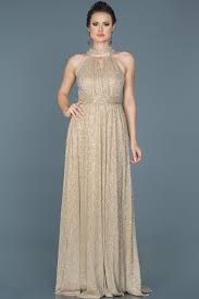 Gold Boyundan Baglamali Simli Abiye Abu413 Elbiseler The Dress Resmi Elbise