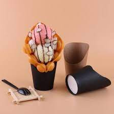 1000 pcs customized waffle cups egg kraft paper bubble packaging cup french fries container fair food recipes dessert expanding packing foam