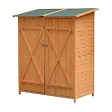 Outsunny Holz Geratehaus Gerateschuppen Gartenschrank Gerateschrank Gartenhaus 159 X 139 X 75 Cm Doppelturen Doppeltur Gerateschuppen