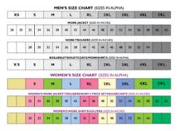 jonsson size chart corporate clothing cape town