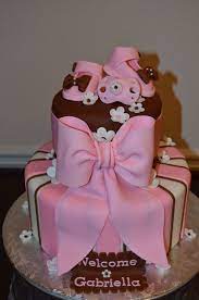 Pink And Brown Children S Birthday Cakes Baby Shower Cakes Baby Shower Cakes Girl Shower Cakes