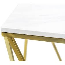 Brushed Gold Luxe Katherine Marble Side Table