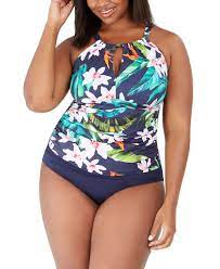 Lauren Ralph Lauren Plus Size Watercolor Tropical Printed Tankini Top High Waist Bikini Bottoms Reviews Swi Plus Size Swimwear Plus Size Outfits Swimwear