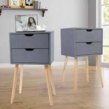 Wakefit wooden bedside table online, available at the best prices! Jaxpety Set Of 2 Mid Century Modern Nightstand Bedside Table Sofa End Table Bedroom Decor 2 Drawers Storage With Solid Wood Legs Gray Walmart Com Walmart Com