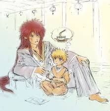 Human Kurama And Naruto As A Child Kyuubi Human Form Anime Art Naruto Shippuden Anime Anime Naruto Anime Family