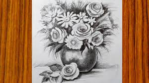 We recommend you to draw a bouquet of spring flowers if you draw a bouquet for the 8th of march, for example. How To Draw Flower Vase Flower Vase Drawing With Pencil Sketch For Beginners Flower Pot Drawing Youtube