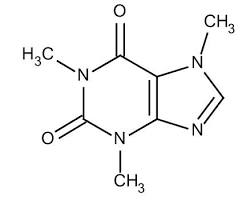 カフェインの化学構造式の画像