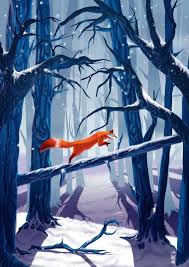 Winter Woods Fox Art Winter Wood Fox Illustration