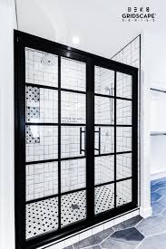 Gridscape Full Divided Light Shower Black And White Master Bathroom White Master Bathroom Gridscape