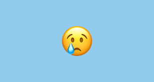 A yellow face with furrowed eyebrows, a small frown, and large, puppy dog eyes, as if begging or pleading. Crying Face Emoji