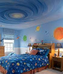 You want the space to look great, function well, and capture your little one's imagination, but that's a tall order for one small space, especially if it's a space for two. Space Themed Interior Design Ideas That Bring The Stars Into Your Home Outer Space Bedroom Space Themed Bedroom Bedroom Themes
