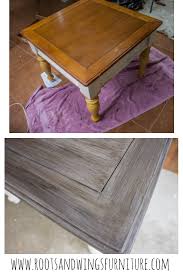 Farmhouse End Table Makeover The Barn Wood Finish Roots Wings Furniture Llc Painted Bedroom Furniture End Table Makeover Rustic Furniture