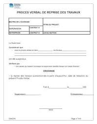 Modele Pv De Reprise Des Travaux Btp Genies