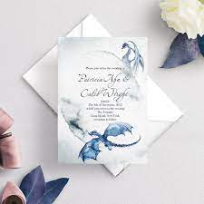 Fantasy Dragon Watercolor Wedding Invitation Printable Wedding Invitation Mythical Card Te Printable Wedding Invitations Wedding Stationery Wedding Invitations