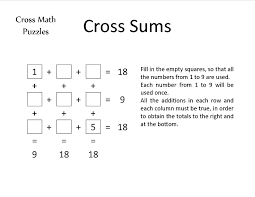 In a crossword puzzle you have the cues listed on the side, but in cross sums your clues are numbers and are printed on the black cells that . Cross Math Puzzles Fotos Facebook