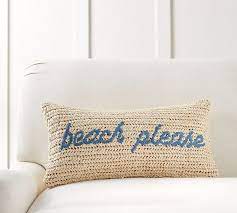 Memory foam lumbar support pillow by litotree. Beach Please Crocheted Lumbar Pillow Cover