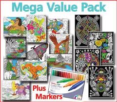 Mega Coloring Poster Value Pack Line Art Fuzzy Posters Pens By Stuff2color 50 00 4 16x20 Inch Fuzzy Colori Coloring Posters Marker Art Fuzzy Posters
