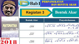 Maybe you would like to learn more about one of these? Perpangkatan Dan Bentuk Akar Smp Kelas 9 Buku Bse Revisi 2018 Matematika 1 4 Menyederhanakan Bent Youtube