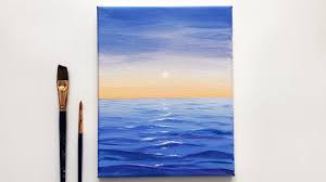 Learn how to look at water as a subject for painting. Ocean Sunset Acrylic Painting Easy Step By Step Youtube