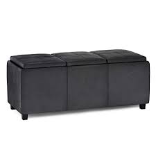 Ottomans offer more than just a footrest: Simplihome Avalon 42 Inch Wide Rectangle Storage Ottoman In Upholstered Distressed Black Faux Leather Coffee Table For The Living Room Bedroom Contemporary From Amazon Accuweather Shop