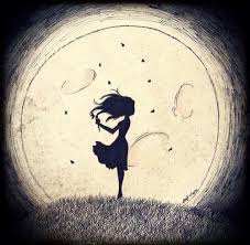 Silhouette Of Girl With Flower Moon Art Moon Art Art Drawings