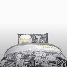 Vergleichen, produkte finden, filter, angebote, sale Parure De Lit Gris Hello There Housse De Couette 2 Taies D Oreiller En Coton 200x200cm 65x65cm Tex Home A Prix Carrefour