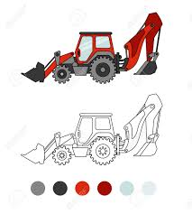 Free online coloring pages thecolor. Backhoe Loader Line Illustration The Coloring Book For Preschool Royalty Free Cliparts Vectors And Stock Illustration Image 111919399
