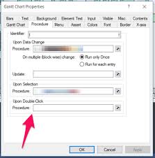 assign a procedure to double click bars on a gantt chart