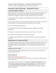 Create A Job Posting For A Theatre Job