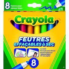 crayola 8 feutres effacables a sec boite franc feutre tableau blanc alcool coloriage zentangle soleil jardin adulte