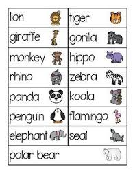Zoo Animals Word Cards Word Cards Zoo Preschool Classroom Word Wall
