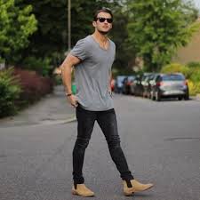 You can pair them with distressed jeans for a casual look, or dark wash jeans for a match your jeans' color to your boots for a monochromatic look. Coolcosmos Mens Outfits Chelsea Boots Outfit Mens Street Style