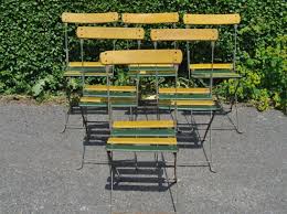 G288 Set 6 Vintage French Folding Garden Patio Cafe Chairs La Belle Etoffe French Cafe Decor French Cafe Cafe Decor