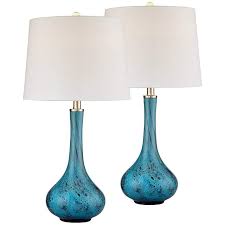 Morgan Blue Art Glass Table Lamp Set Of 2 Art Glass Table Lamp Table Lamp Lamp Sets