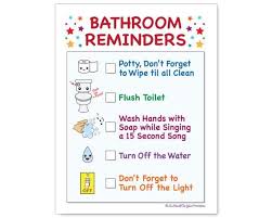 Bathroom Reminder For Kids Instant Download Printable Etsy Rules For Kids Bathroom Rules Printable Reminder