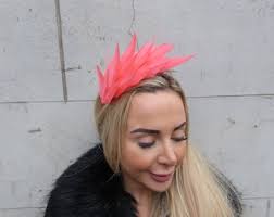 Coral Feather Fascinator Races Wedding Guest Headpiece Hairband Alice Band  Headband Ladies Day Thin Headband U12701