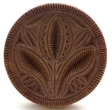 Large 4 1 8 Dia X 3 H Hand Carved Treen Butter Print In Circular Form With Stylized Botanical Pattern A Rare Motif With Superb Carving Definition And De Bois