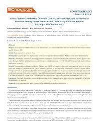 Who should you be following up with? Pdf Cross Sectional Refractive Outcome Ocular Abnormalities And Intraoucular Pressure Among Severe Preterm And Term Malay Children Without Retinopathy Of Prematurity