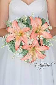 Peach Tiger Lily Wedding Flower Brides Bouquet With Lilies Orchids Lambs Ear Seeded Eucaly Lily Bouquet Wedding Stargazer Lily Wedding Lilly Bouquet Wedding