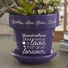 Merry christmas grandma floral wreath with gold coffee mug. Seeds Of Love Personalized Grandma Flower Pots