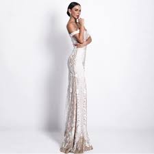 White Sequin Evening Gown Gorgeouse Off Shoulder Gown Evening Gowns Prom Dresses Long Off Shoulder Gown