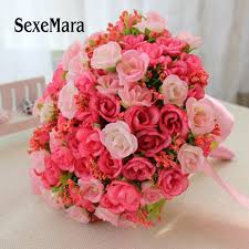 Great for wedding bouquets, party, home, outdoor and holiday decoration. Yellow Purple Hot Red Artificial Silk Wedding Bouquets Bride Hand Holding Flowers Handmade Wedding Bridal Bouquet Buy At The Price Of 15 43 In Aliexpress Com Imall Com