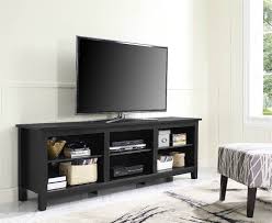Tv Cabinet Stand Console Large Open Dvd Media Storage Shelves Wood Black 70 New We Contem Living Room Tv Stand Living Room Entertainment Flat Screen Tv Stand