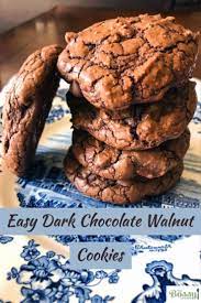 Decadent Chocolate Cookies Made With Flour And Ground Walnuts The Main Ingredients Are Walnuts And Chocol Walnut Cookies Walnut Recipes Dark Chocolate Recipes