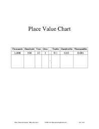 Fillable Online Place Value Chart For Transparency Beacon