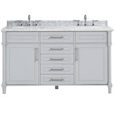 Home Decorators Collection Aberdeen 60 In W X 22 In D Double Bath Vanity In Dove Grey With Carrara Marble Top With White Sinks Marble Vanity Tops White Sink Double Vanity